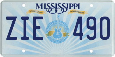 MS license plate ZIE490