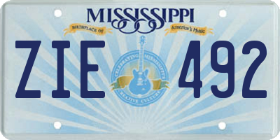 MS license plate ZIE492