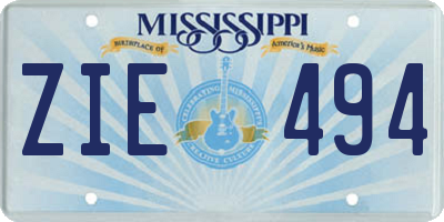 MS license plate ZIE494