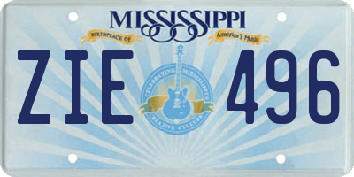 MS license plate ZIE496