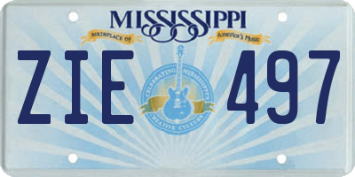 MS license plate ZIE497