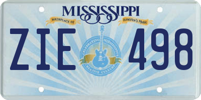 MS license plate ZIE498