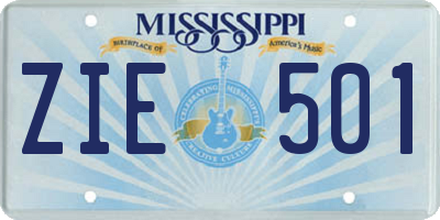 MS license plate ZIE501