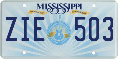 MS license plate ZIE503