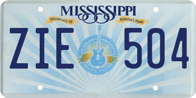 MS license plate ZIE504