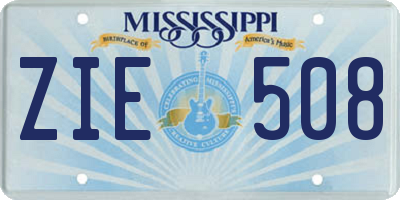 MS license plate ZIE508