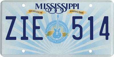 MS license plate ZIE514