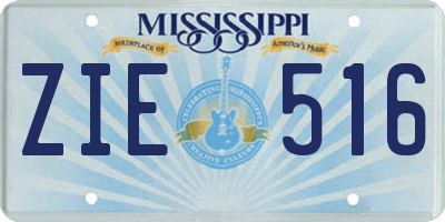 MS license plate ZIE516