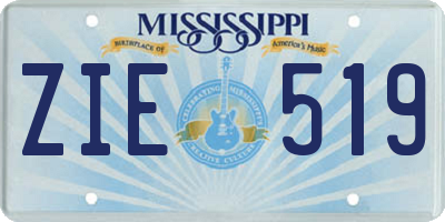 MS license plate ZIE519