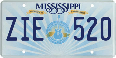 MS license plate ZIE520