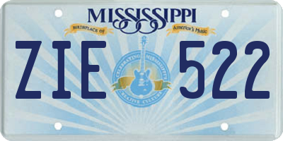 MS license plate ZIE522