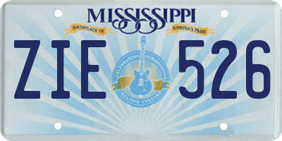 MS license plate ZIE526