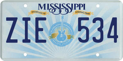 MS license plate ZIE534