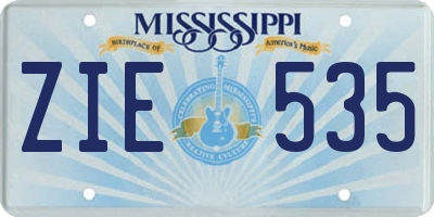 MS license plate ZIE535