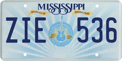 MS license plate ZIE536