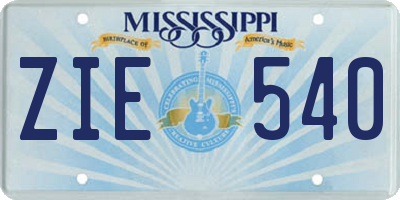 MS license plate ZIE540
