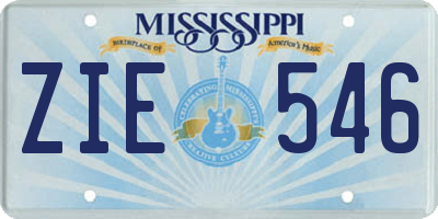 MS license plate ZIE546
