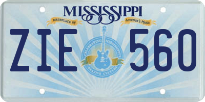 MS license plate ZIE560