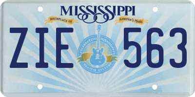 MS license plate ZIE563