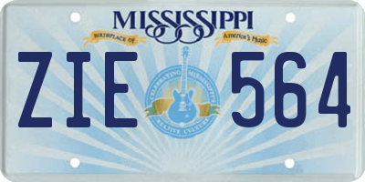 MS license plate ZIE564