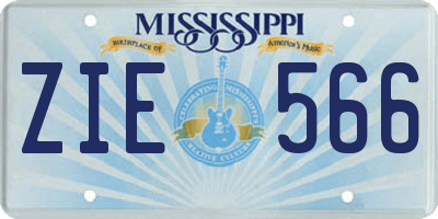 MS license plate ZIE566