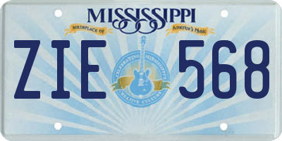 MS license plate ZIE568