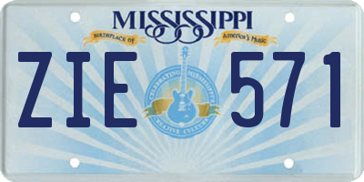 MS license plate ZIE571