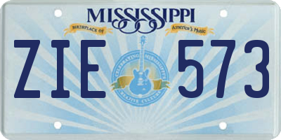 MS license plate ZIE573