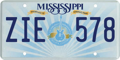 MS license plate ZIE578