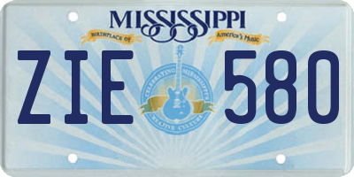MS license plate ZIE580