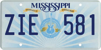 MS license plate ZIE581
