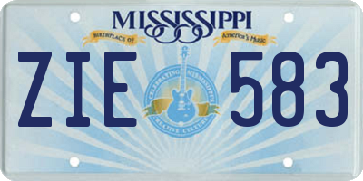 MS license plate ZIE583