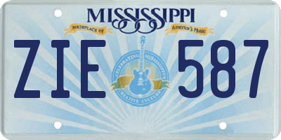 MS license plate ZIE587