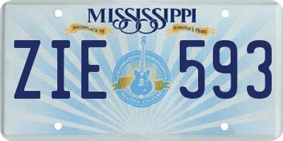 MS license plate ZIE593