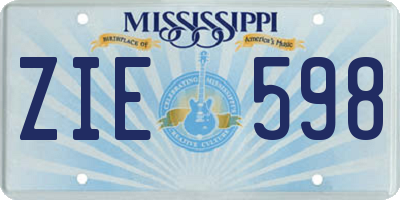MS license plate ZIE598