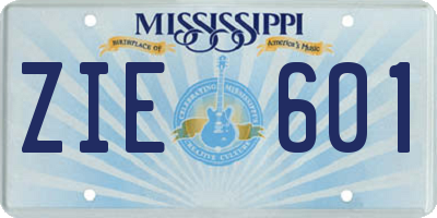 MS license plate ZIE601