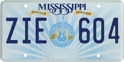 MS license plate ZIE604