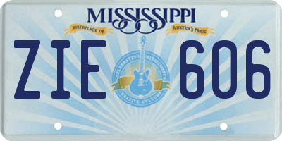MS license plate ZIE606