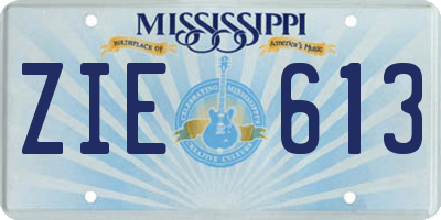 MS license plate ZIE613