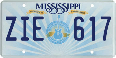 MS license plate ZIE617