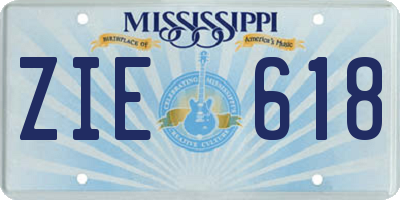 MS license plate ZIE618
