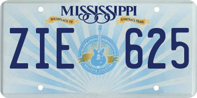 MS license plate ZIE625