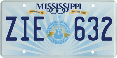 MS license plate ZIE632