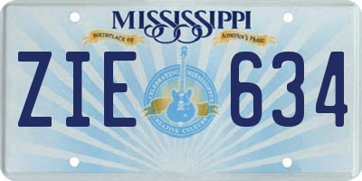 MS license plate ZIE634