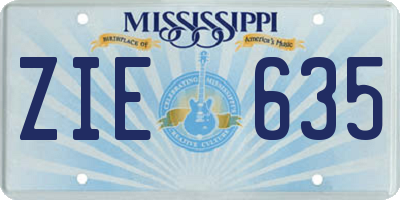 MS license plate ZIE635