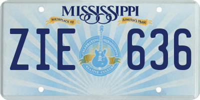 MS license plate ZIE636