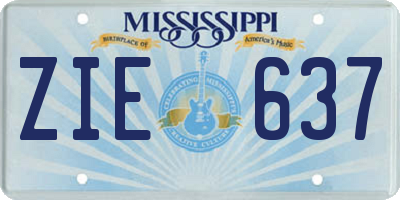 MS license plate ZIE637