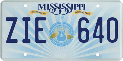 MS license plate ZIE640