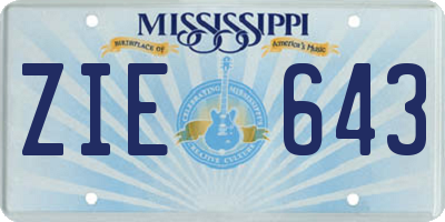 MS license plate ZIE643