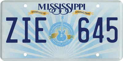MS license plate ZIE645